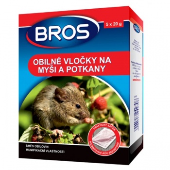 Rodenticid BROS obilné vločky na myši a potkany 5x20g